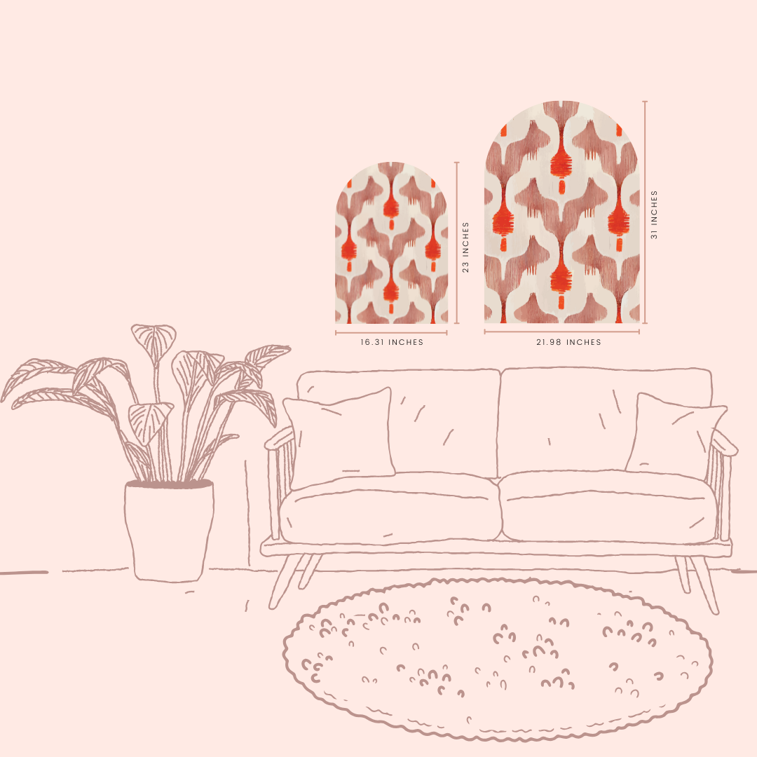 Modern Boho Arch Wall Art | Abstract Ikat-Inspired Pattern in Warm Earth Tones