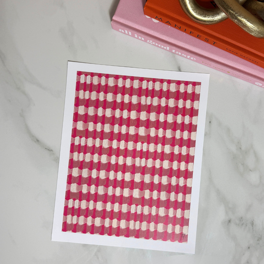 Block Party Pink Abstract Pattern Art Print | Pink and Cream Modern Wall Art | 8x10 and 11x14 Size