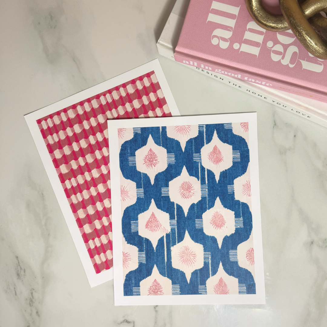 Blue Bazaar Pattern Art Print | Blue and Blush Geometric Wall Art | 8x10 and 11x14 Size