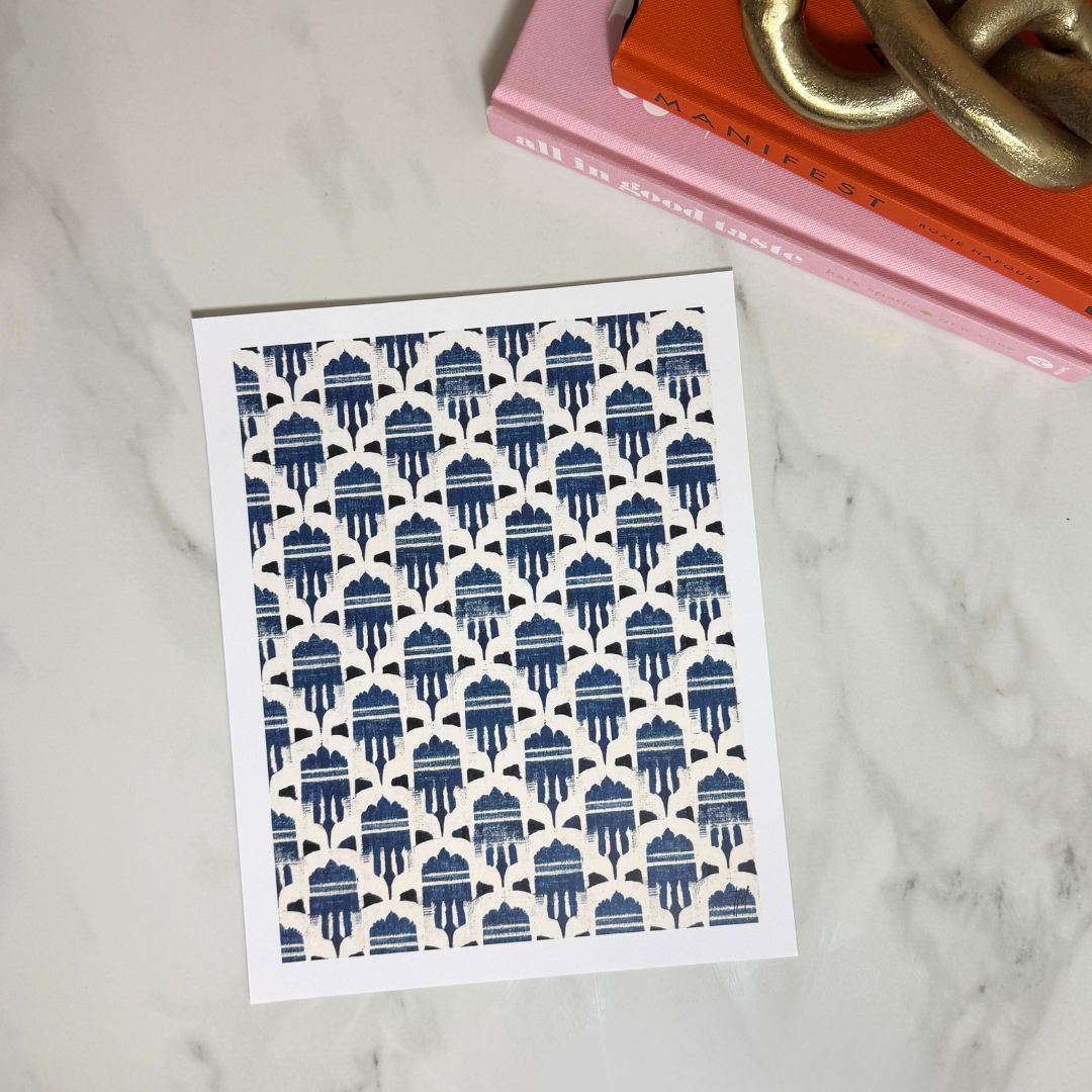Indigo Atelier Pattern Art Print | Blue and White Textile Inspired Wall Art | 8x10 and 11x14 Size