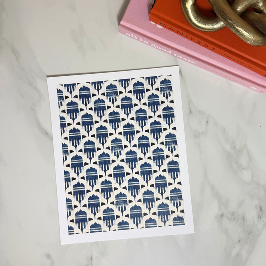 Indigo Atelier Pattern Art Print | Blue and White Textile Inspired Wall Art | 8x10 and 11x14 Size