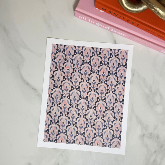 Blush Reverie Pattern Art Print | Blush and Navy Decorative Wall Art | 8x10 and 11x14 Size