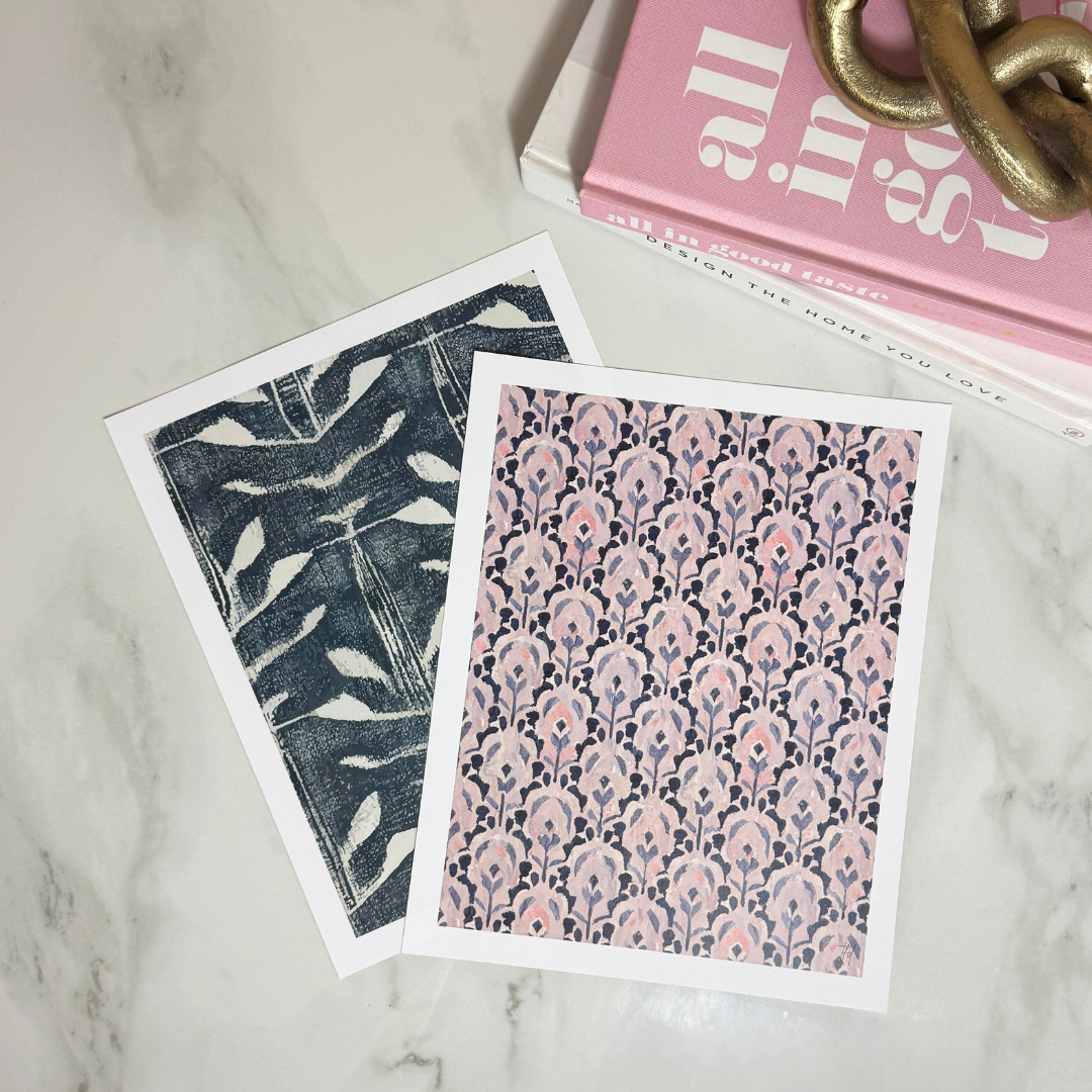 Blush Reverie Pattern Art Print | Blush and Navy Decorative Wall Art | 8x10 and 11x14 Size