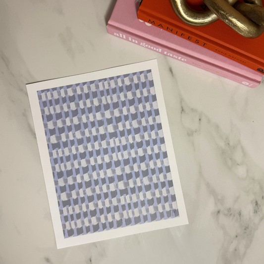 Block Party Blue Abstract Pattern Art Print | Blue and White Modern Wall Art | 8x10 and 11x14 Size