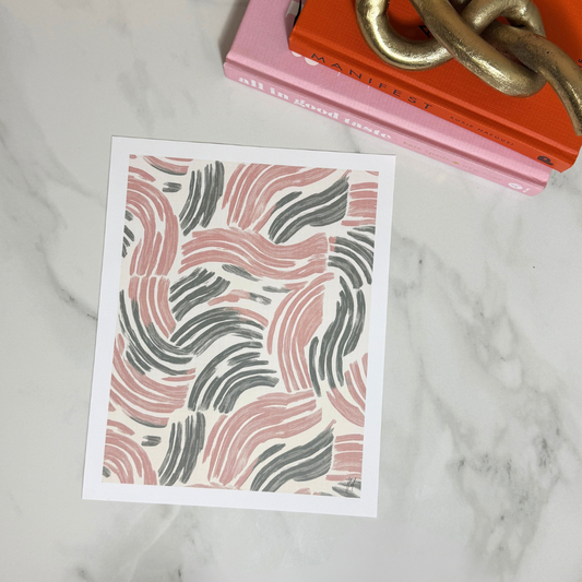 Soft Strokes Abstract Art Print | Blush and Olive Brushstroke Wall Art | 8x10 and 11x14 Size