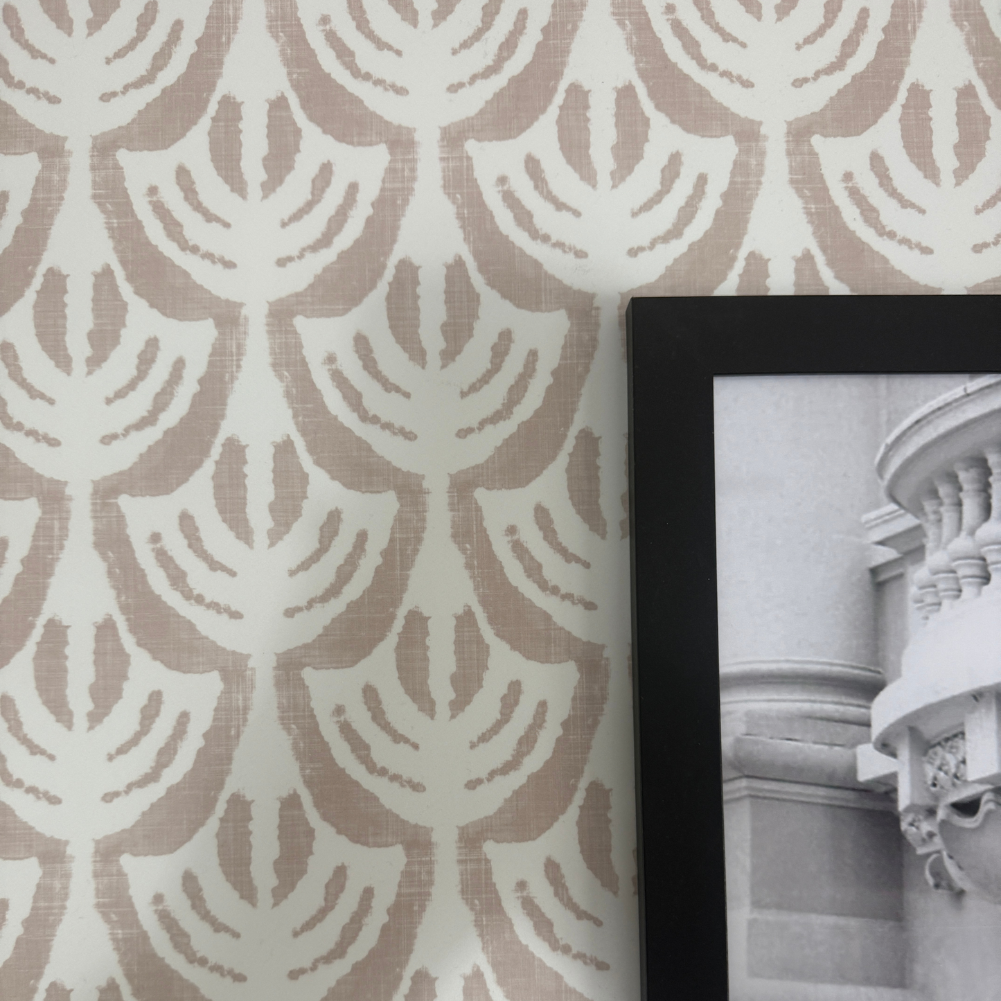 Taupe Laurel Ikat Wallpaper – Modern Removable Peel & Stick Wall Covering