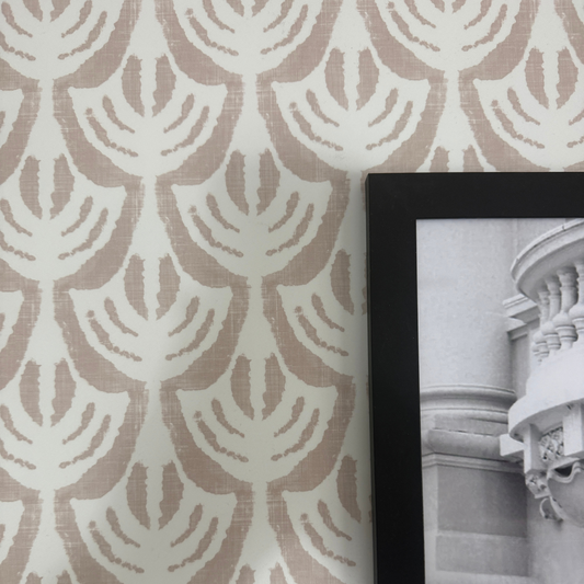Taupe Laurel Ikat Wallpaper – Modern Removable Peel & Stick Wall Covering
