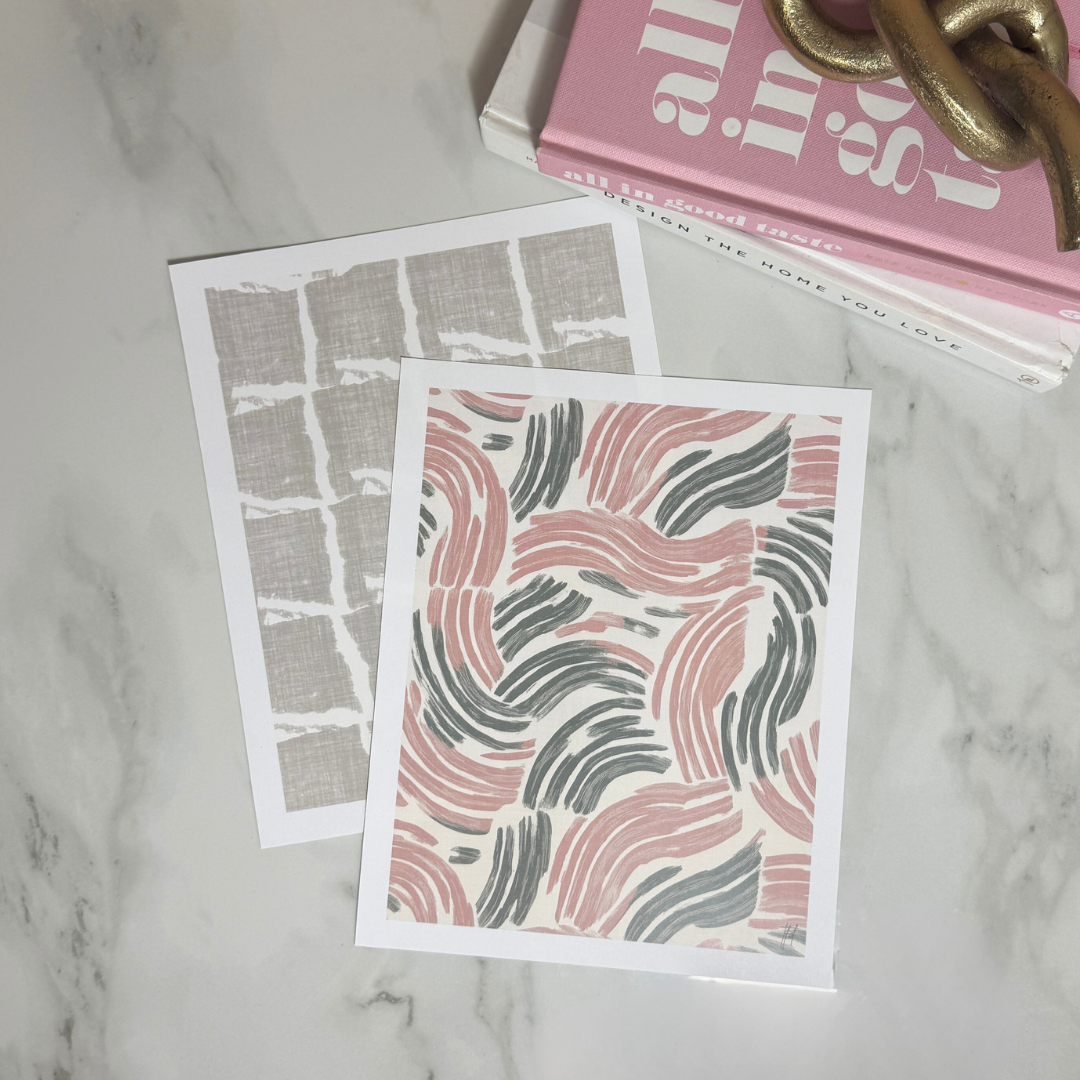 Soft Strokes Abstract Art Print | Blush and Olive Brushstroke Wall Art | 8x10 and 11x14 Size