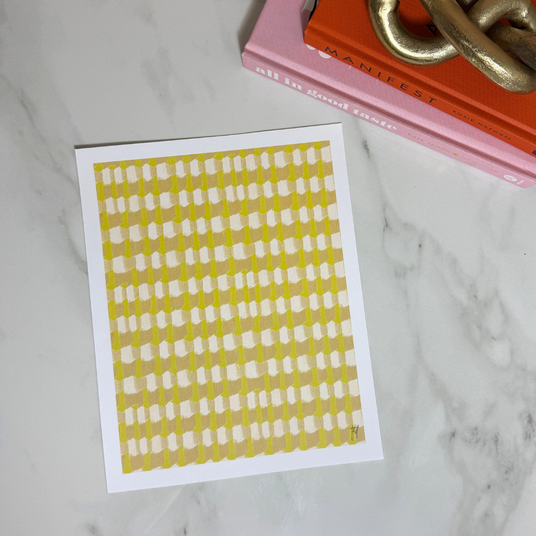 Block Party Yellow Abstract Pattern Art Print | Yellow and Cream Modern Wall Art | 8x10 and 11x14 Size