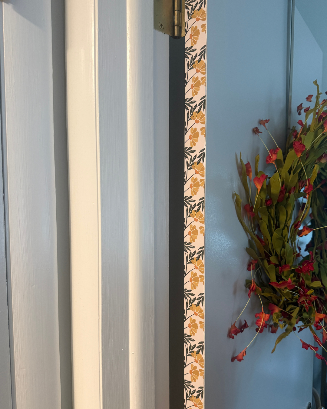 Autumn Archive Door Detail Strip | Peel and Stick Door Accent | Golden Floral Door Trim