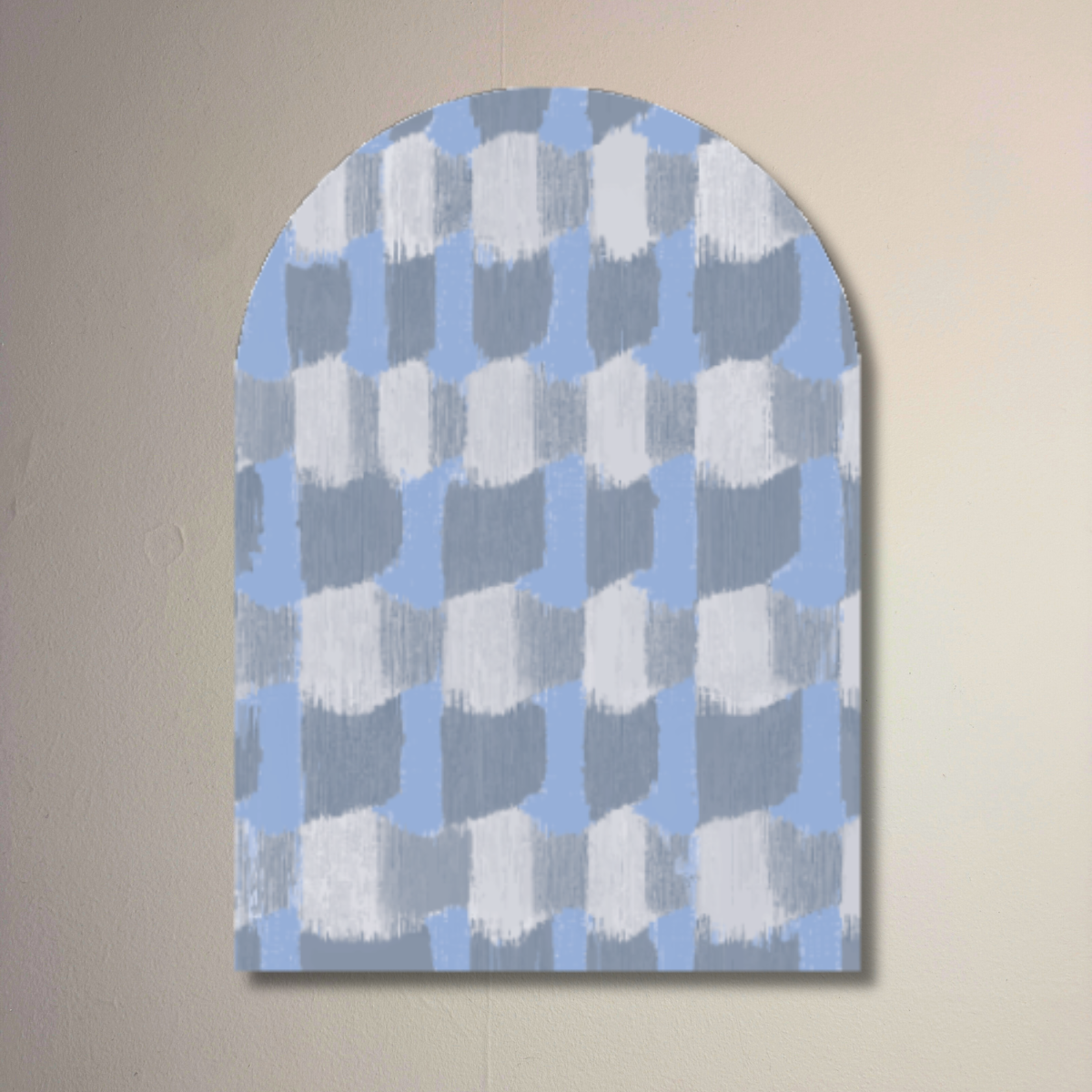 Block Party in Blue Arch Wall Art | Modern Blue Pattern Arch Decor