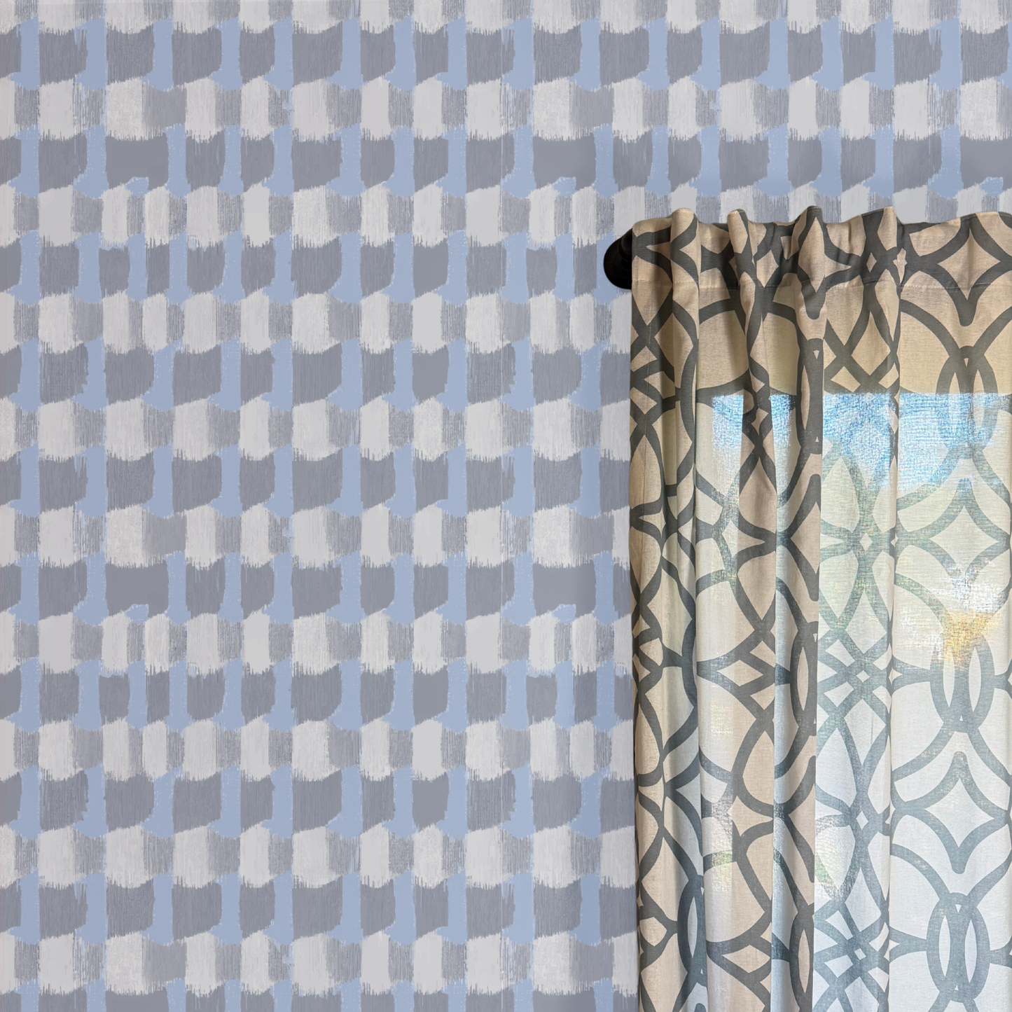 Block Party Blue Peel and Stick Wallpaper | Modern Blue Removable Wallpaper