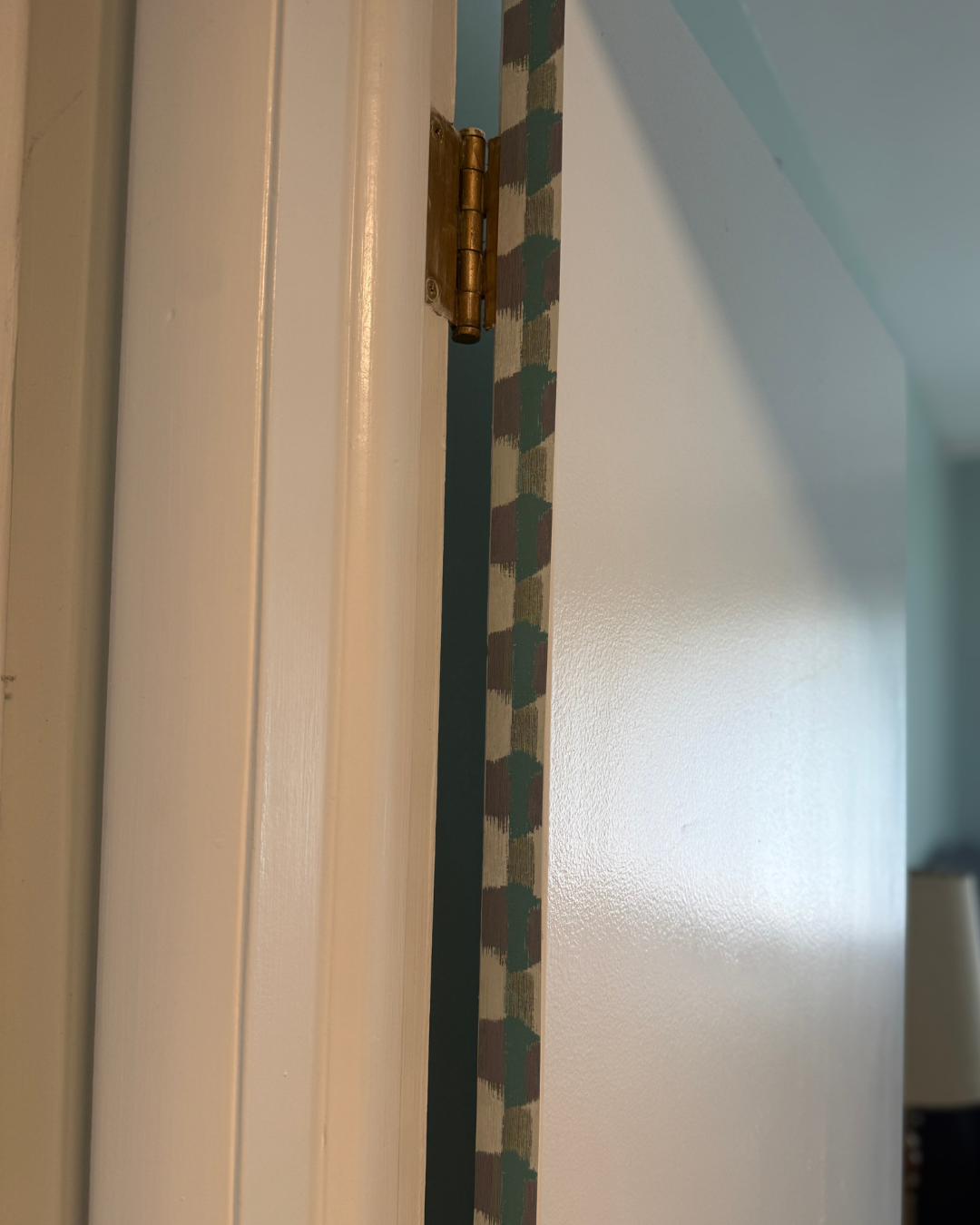 Block Party Green Door Detail Strip | Peel and Stick Door Accent | Green and Blue Geometric Door Trim