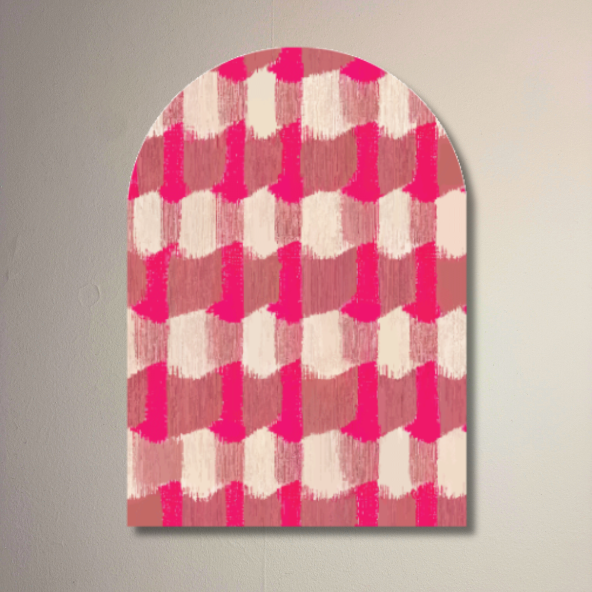 Block Party Pink Arch Wall Art | Modern Pink Pattern Decorative Arch Panel