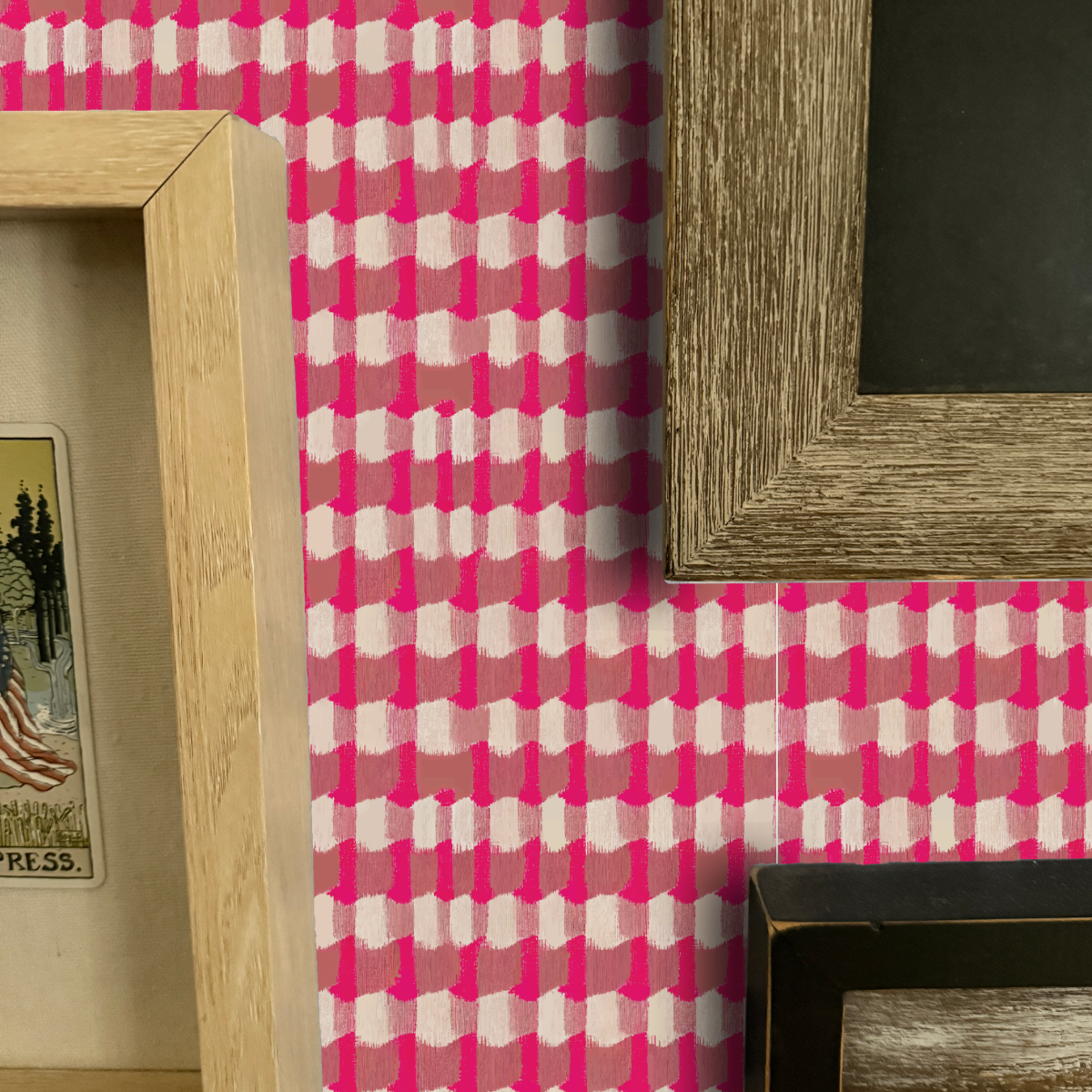 Block Party in Pink Peel and Stick Wallpaper | Modern Painterly Pattern