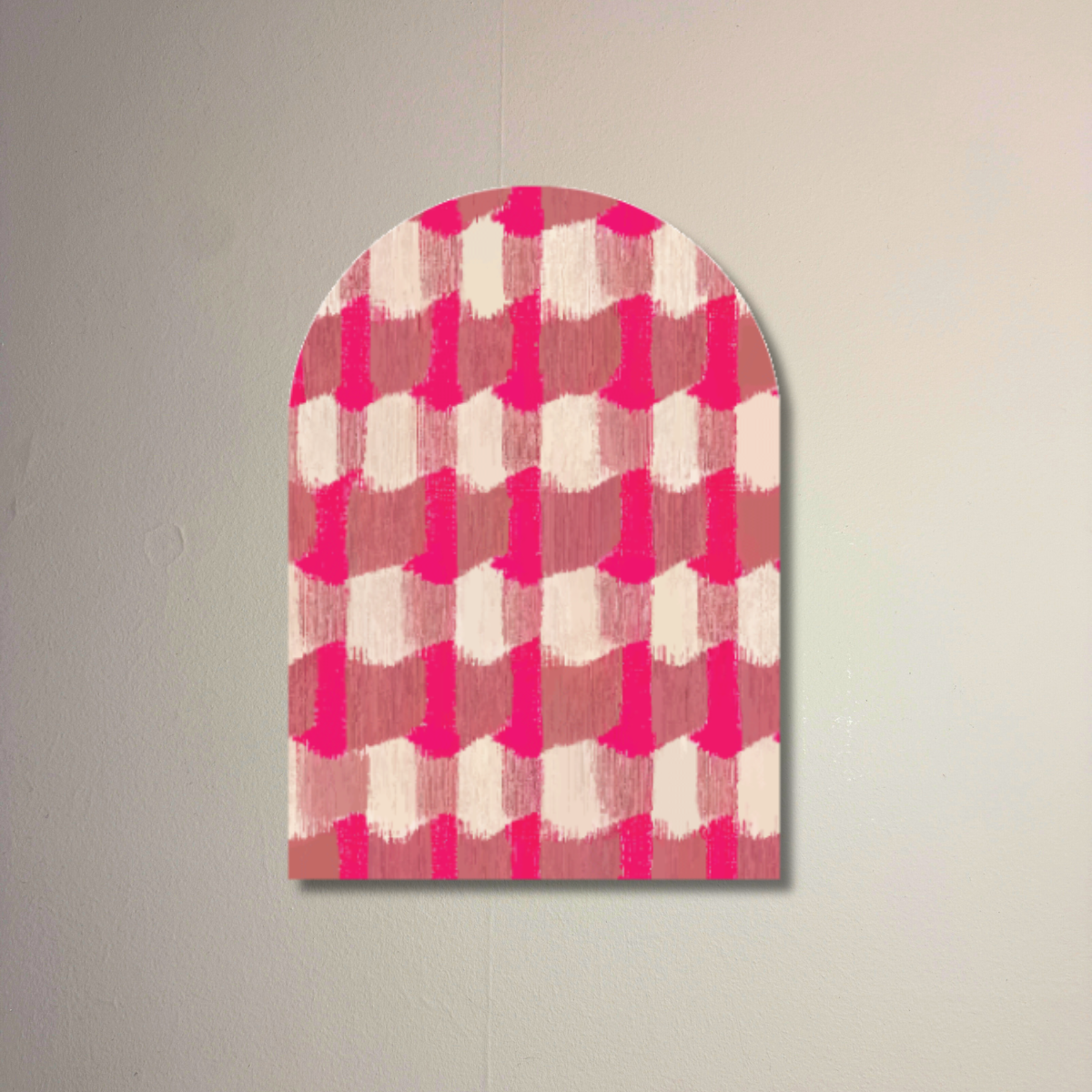 Block Party Pink Arch Wall Art | Modern Pink Pattern Decorative Arch Panel
