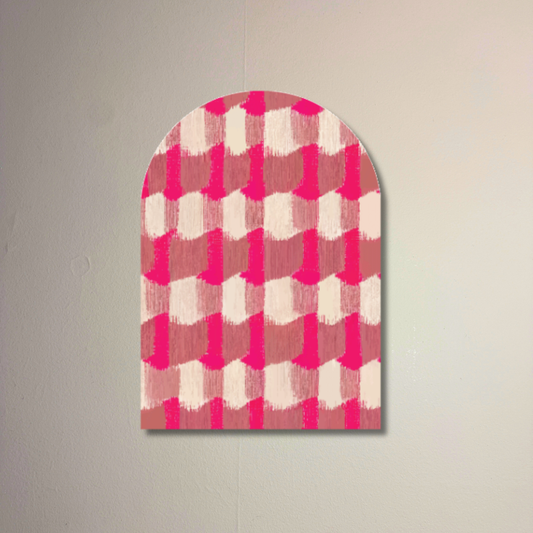Block Party Pink Arch Wall Art | Modern Pink Pattern Decorative Arch Panel