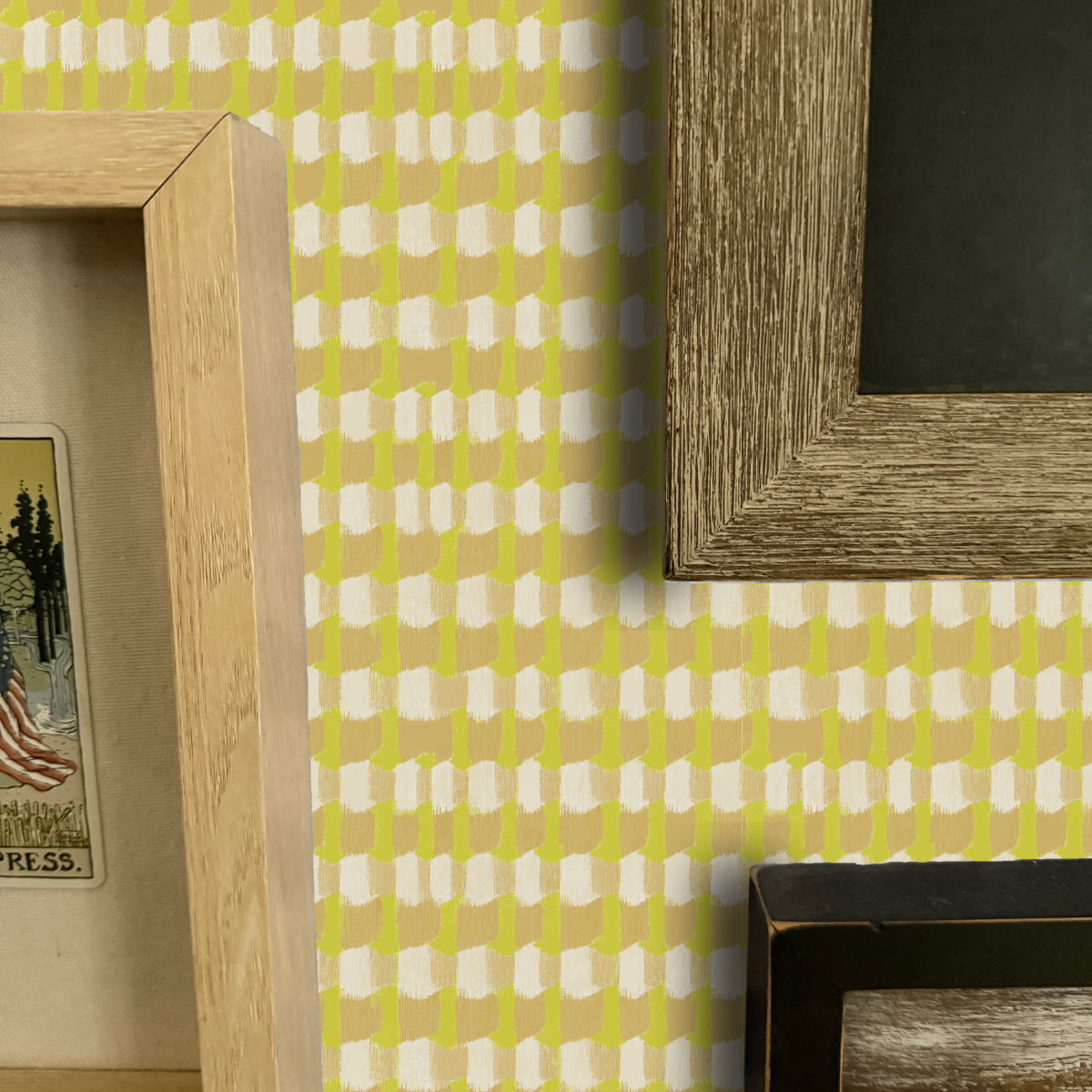 Block Party in Yellow Peel and Stick Wallpaper | Modern Painterly Statement Pattern