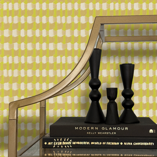 Block Party in Yellow Peel and Stick Wallpaper | Modern Painterly Statement Pattern