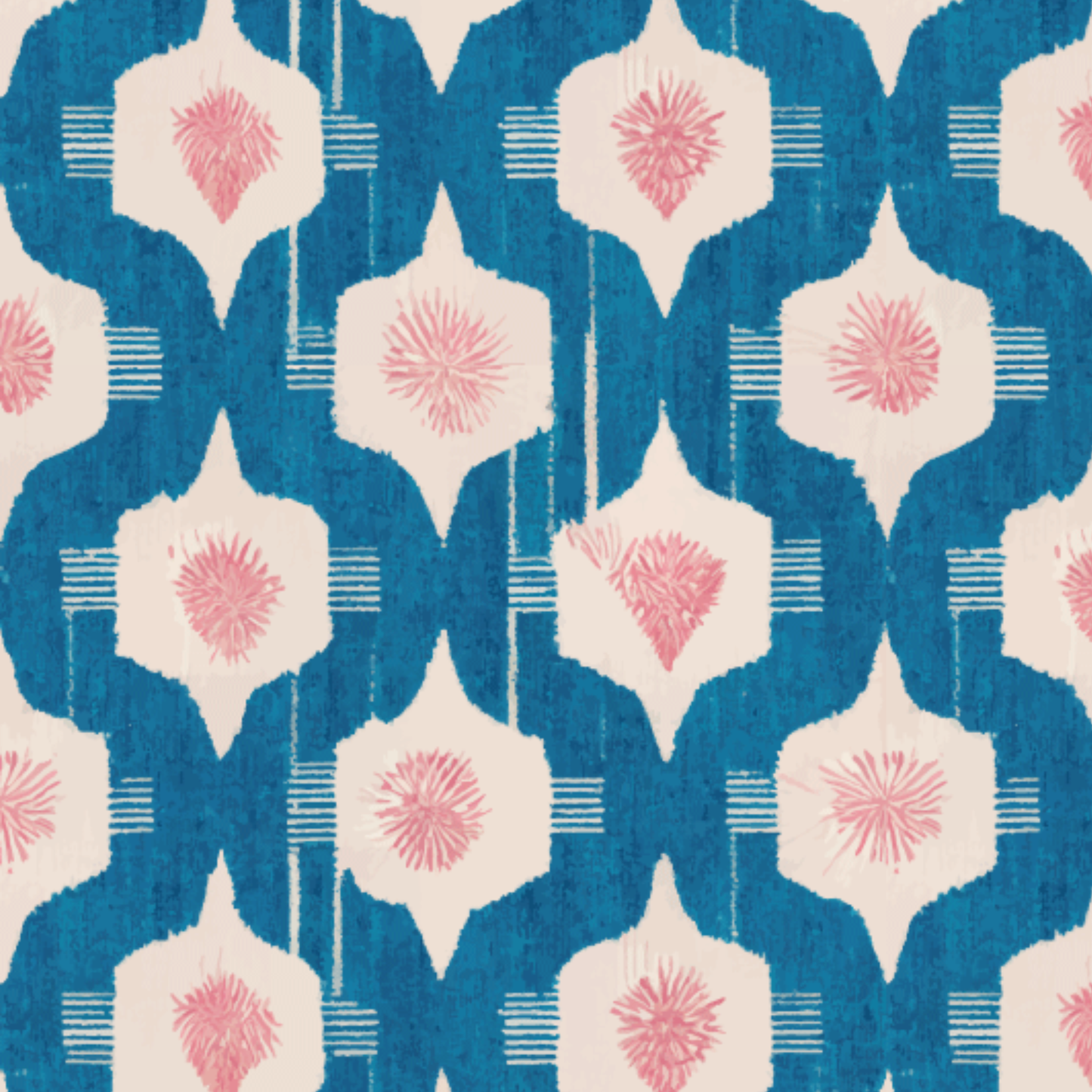 Blue Bazaar Peel and Stick Wallpaper | Teal and Blush Modern Geometric Pattern