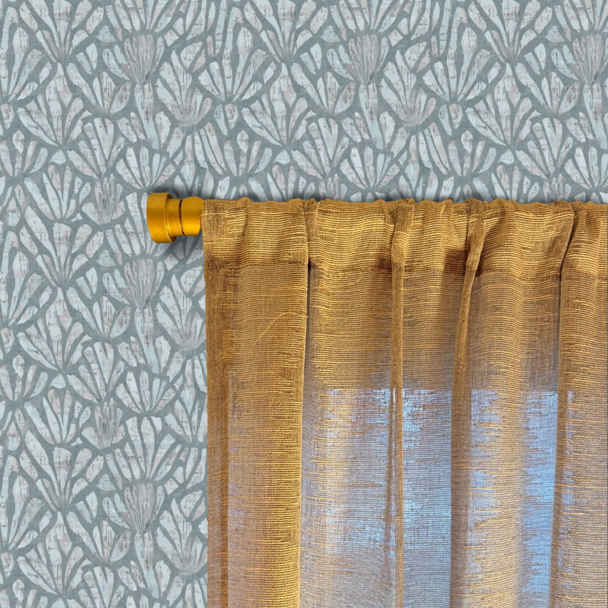 Blue Mist Peel and Stick Wallpaper | Soft Blue Botanical Statement Pattern