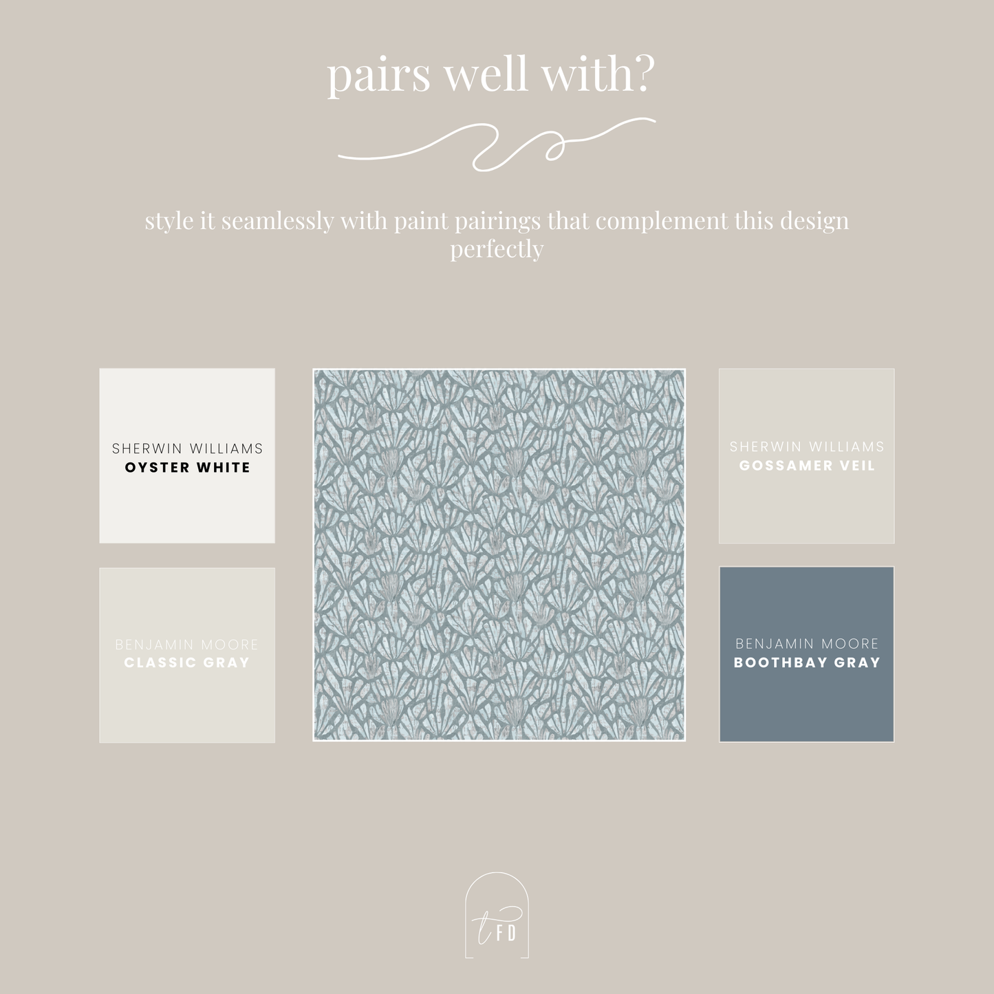 Blue Mist Peel and Stick Wallpaper | Soft Blue Botanical Statement Pattern