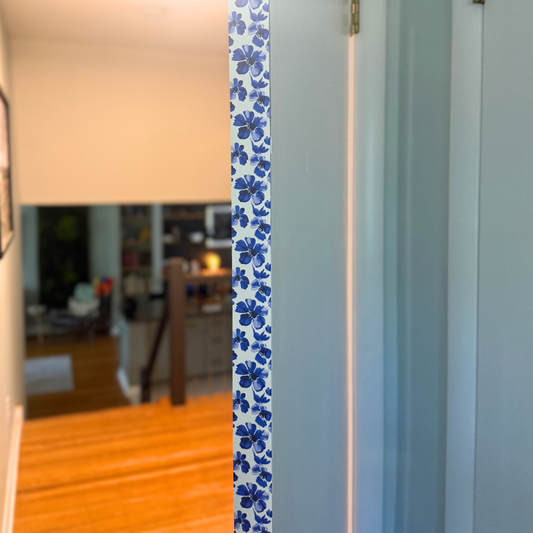 Bluebell Door Detail Strip | Peel and Stick Door Accent | Blue Floral Door Trim