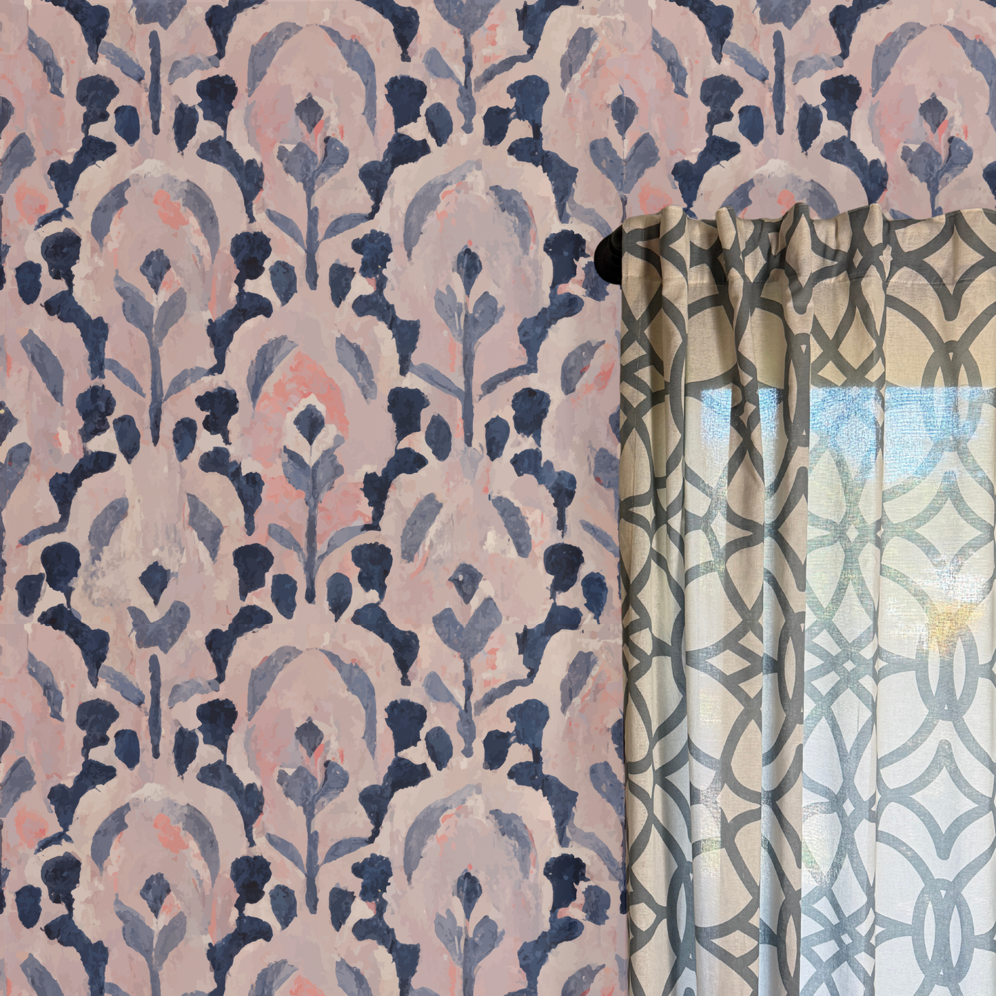 Blush Reverie Peel and Stick Wallpaper | Modern Boho Blush Floral Wallpaper