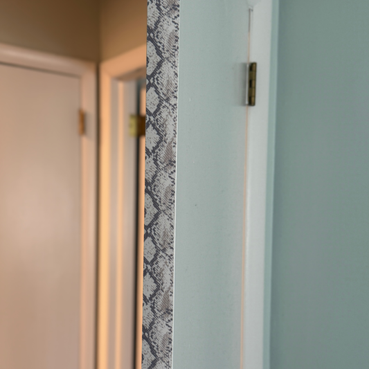 Cashmere Door Detail Strip | Peel and Stick Door Accent | Neutral Animal Print Door Trim
