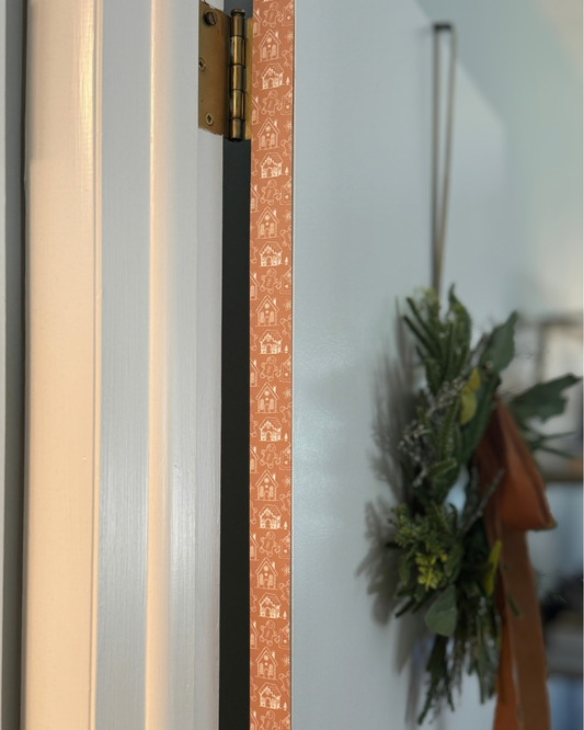 Gingerbread Lane Holiday Door Detail Strip | Peel and Stick Christmas Door Accent | Gingerbread Door Trim