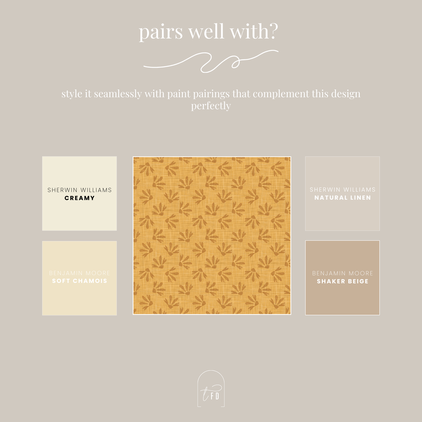 Golden Hour Peel and Stick Wallpaper | Warm Modern Botanical Statement Pattern