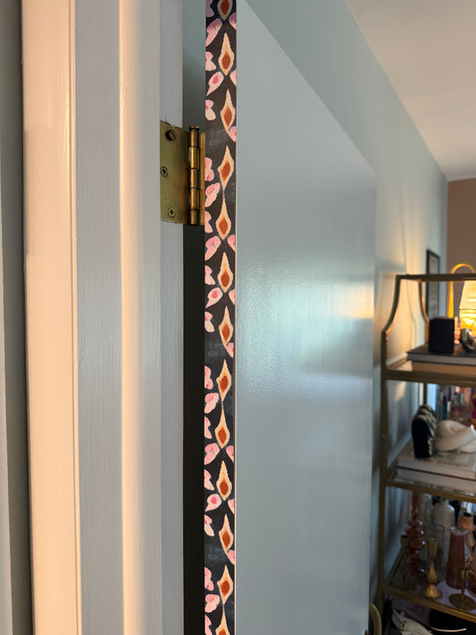 Teal Ember Door Detail Strip | Peel and Stick Door Accent | Painterly Ikat Door Trim