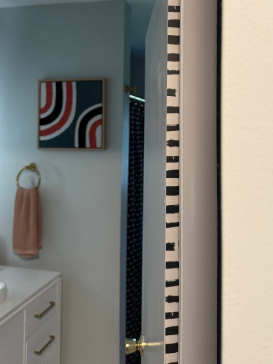 Studio Stripe Door Detail Strip | Peel and Stick Door Accent | Modern Black and Cream Stripe Door Trim
