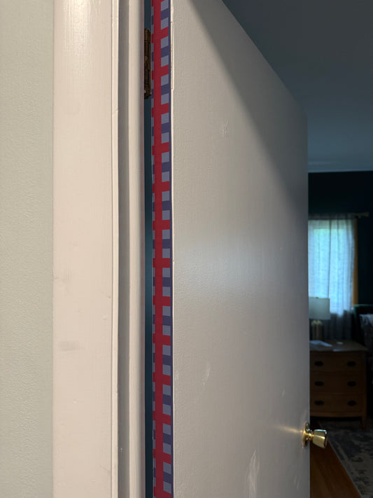 Harbor Stripe Door Detail Strip | Peel and Stick Door Accent | Coastal Red, White and Blue Door Trim