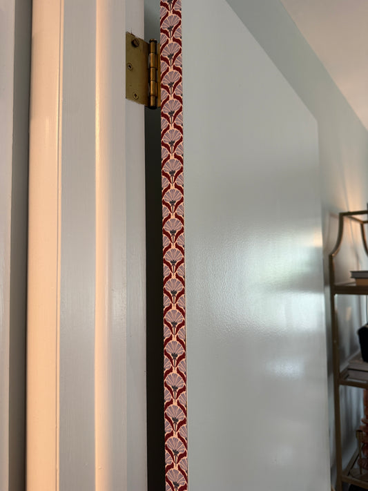 Liberty Garden Door Detail Strip | Peel and Stick Door Accent | Vintage Red and Blue Floral Door Trim