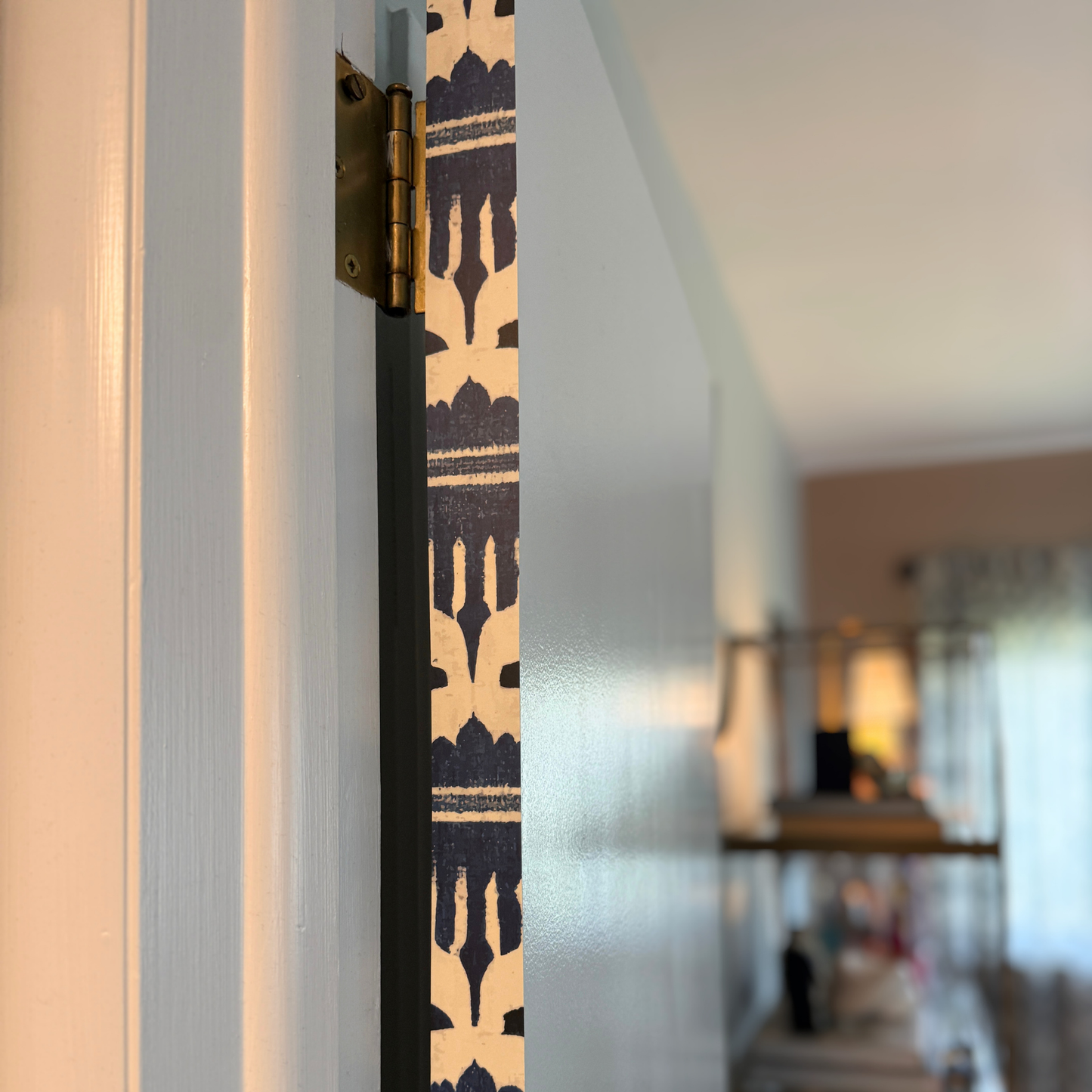 Indigo Atelier Door Detail Strip | Peel and Stick Door Accent | Blue Textile Inspired Door Trim