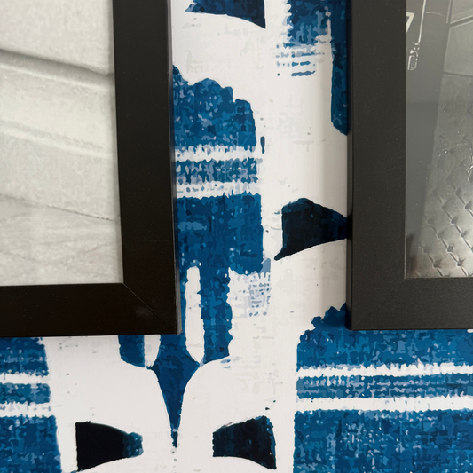 Indigo Atelier Wallpaper | Blue Peel and Stick Wallpaper with Hand Painted Motif | Luxury Removable Vinyl Wall Covering