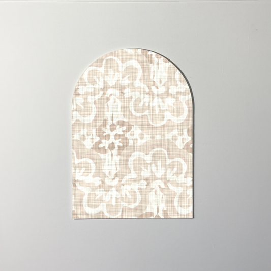 Woven Bloom | Neutral Floral Tile Wall Art – Modern Block Print Inspired Pattern