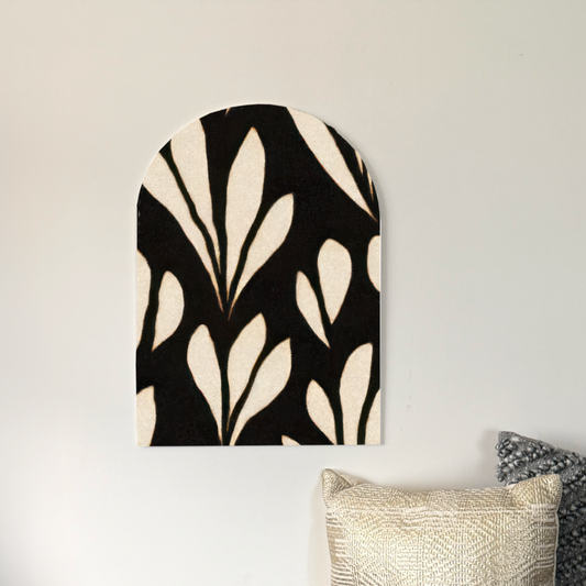 Inkleaf | Black and Ivory Abstract Leaf Wall Art | Modern Organic Design