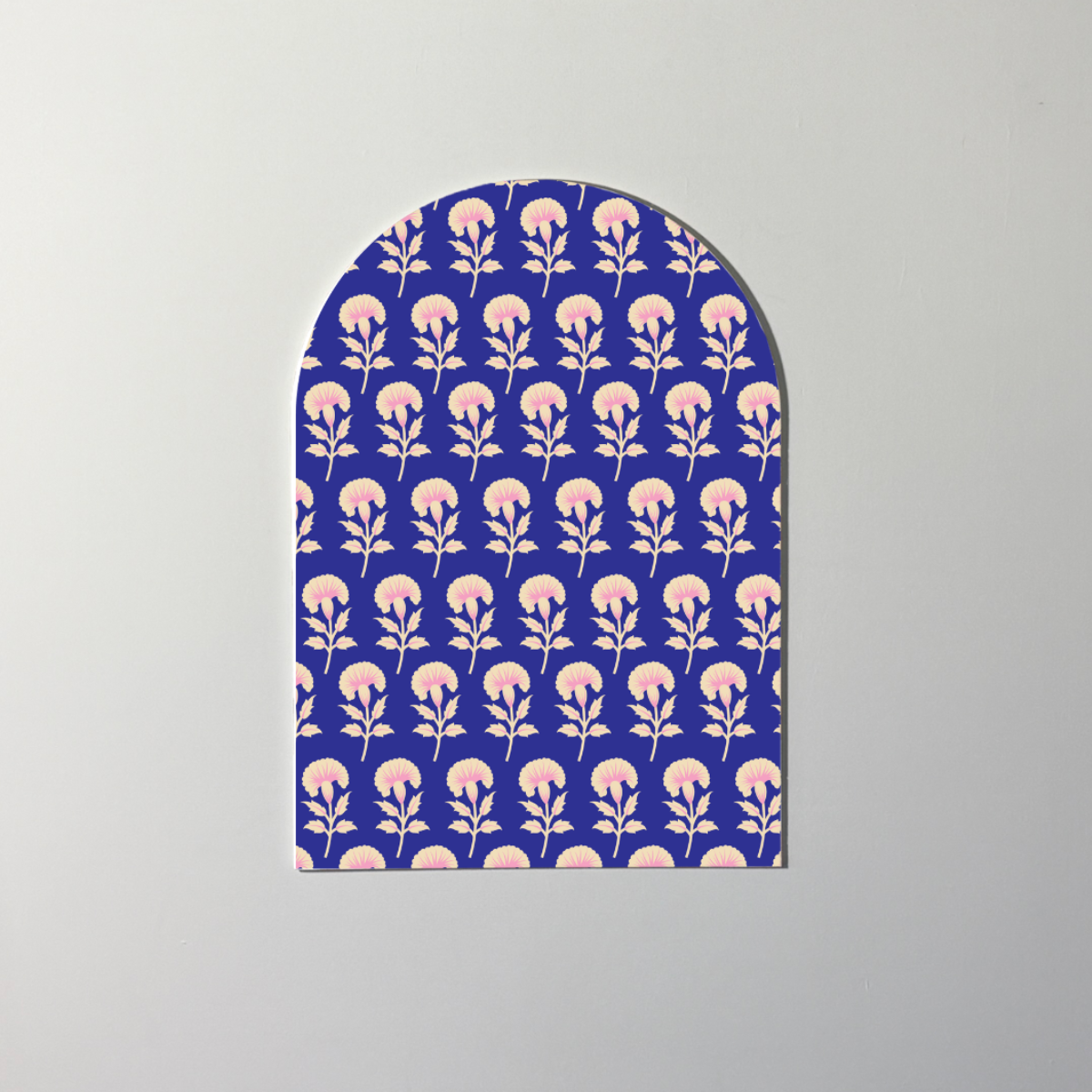 Cobalt Stamped Bloom | Blue Floral Wall Art | Modern Block Print Inspired Design