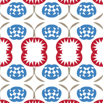 Mariner Tile Door Detail Strip | Peel and Stick Door Accent | Vintage Red and Blue Medallion Door Trim