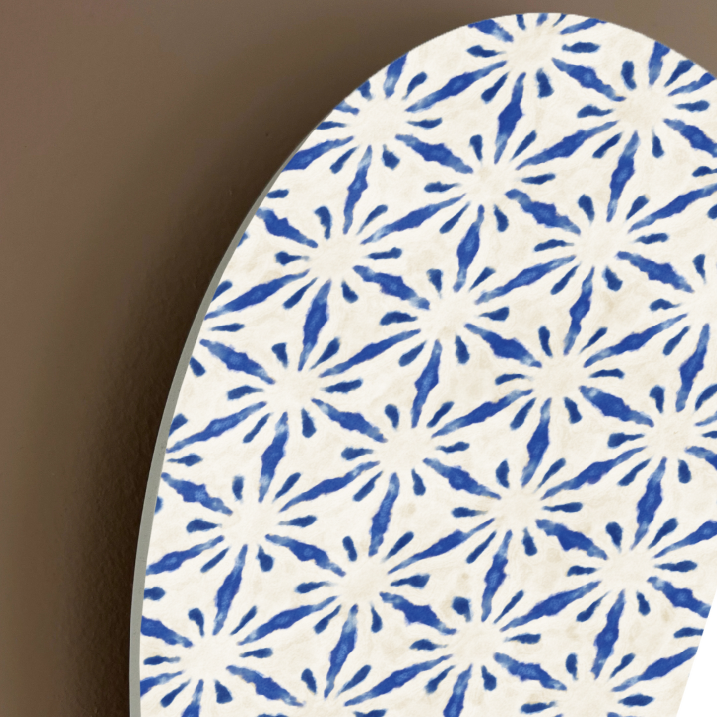 Blue Ikat Star Arch Wall Art – Modern Boho Pattern in White & Indigo