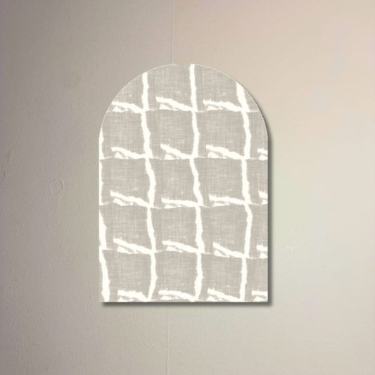 Modern Plaster Neutral Arch Wall Art | Minimal Textured Grid Decorative Panel