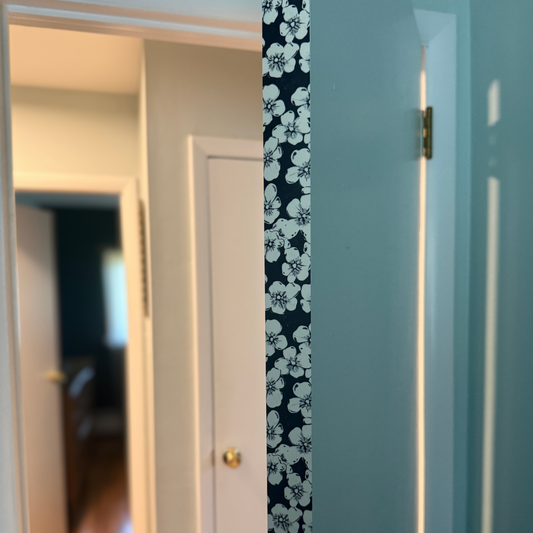 Night Garden Door Detail Strip | Peel and Stick Door Accent | Black Floral Door Trim