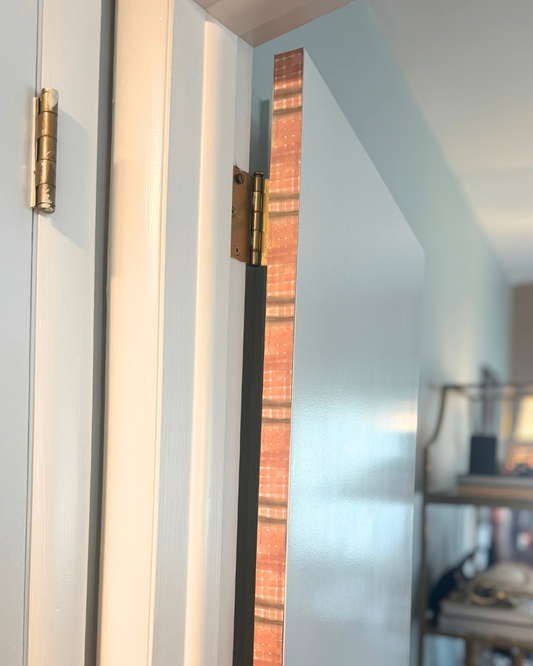 Notting Hill Door Detail Strip | Peel and Stick Door Accent | Pink Green Plaid Door Trim