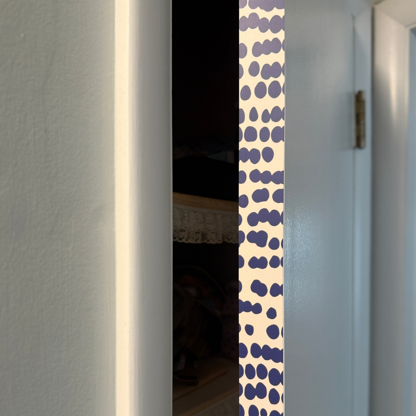 Painted Pebble Door Detail Strip | Peel and Stick Door Accent | Blue Abstract Door Trim