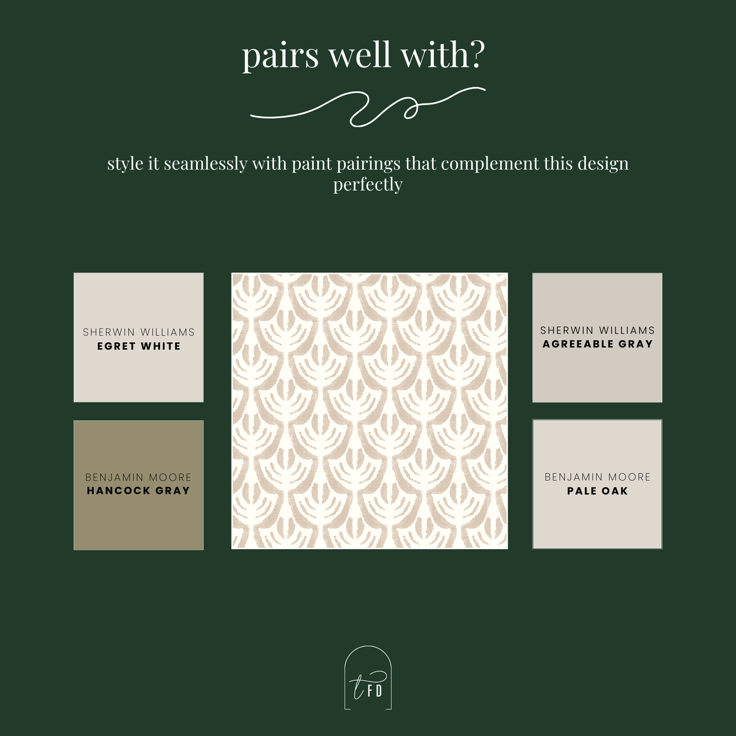 Taupe Laurel Ikat Wallpaper – Modern Removable Peel & Stick Wall Covering