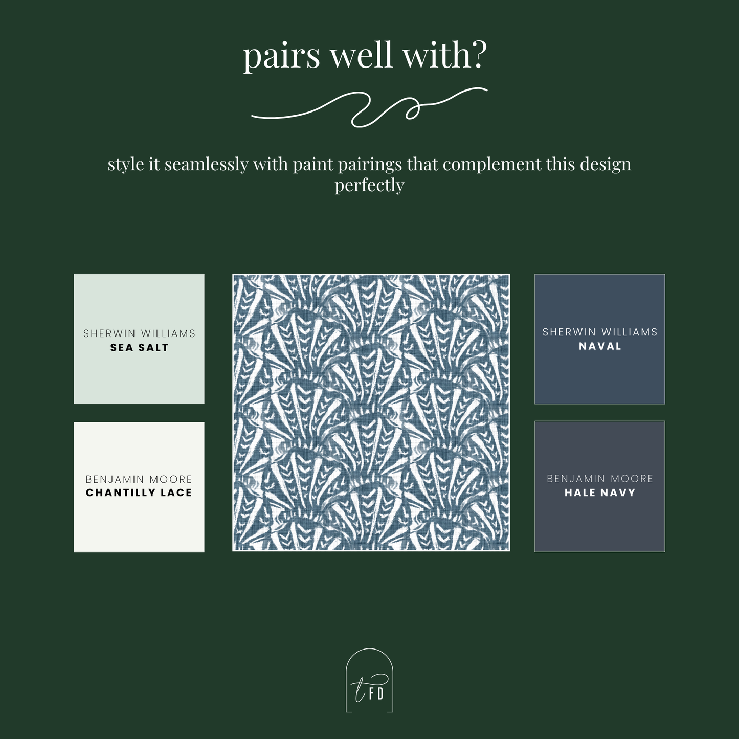 Nautical Palm Wallpaper – Blue and White Coastal Removable Peel and Stick Wall Covering