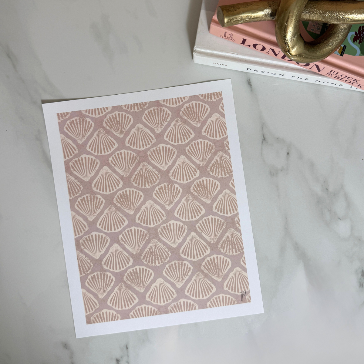Palm Beach Coastal Art Print | Blush Scallop Shell Pattern Wall Art | 8x10 and 11x14 Size