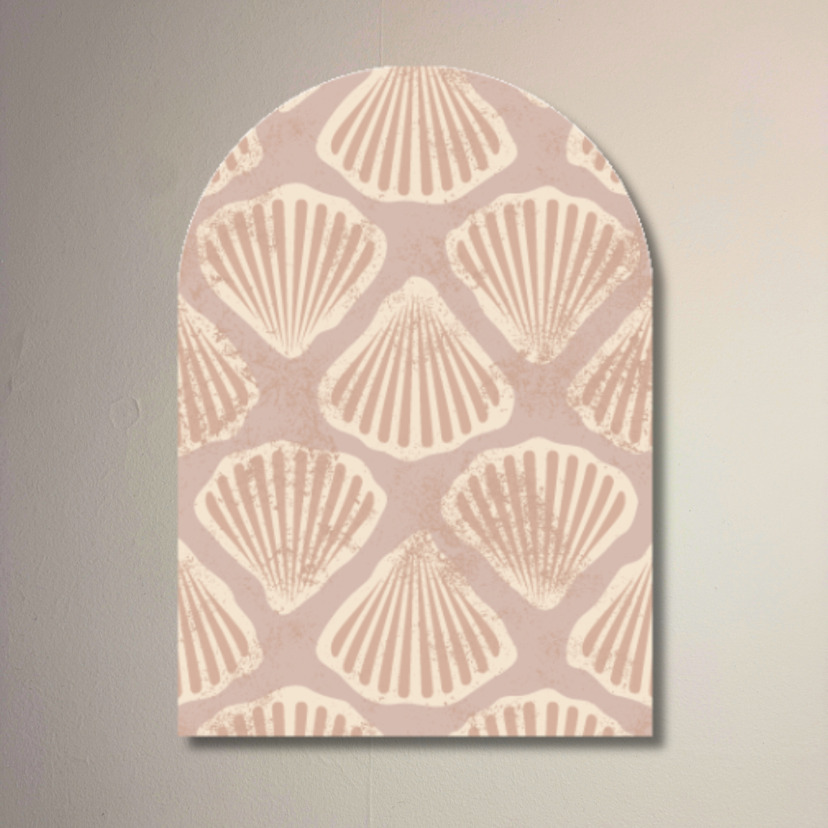 Palm Beach Shell Arch Wall Art | Coastal Blush Arch Panel | Art Deco Shell Wall Decor